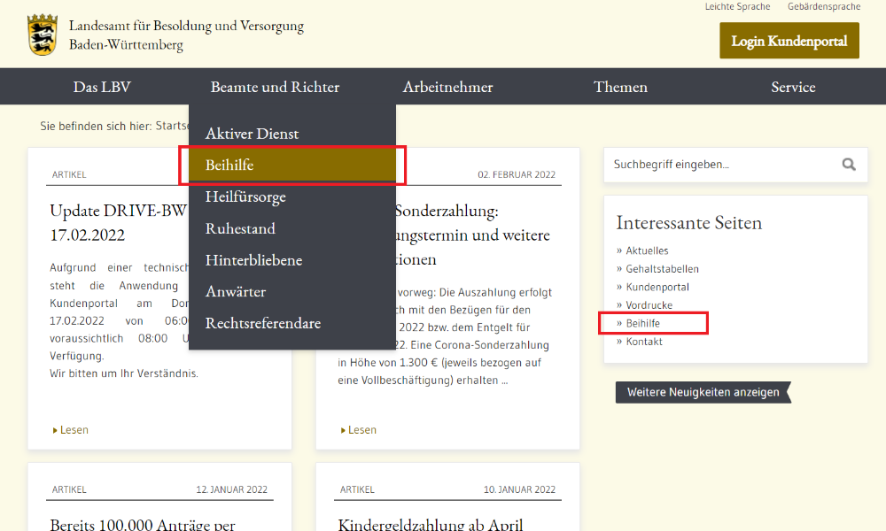 BeihilfeFragen? So können Sie sich informieren Landesamt für Besoldung und Baden