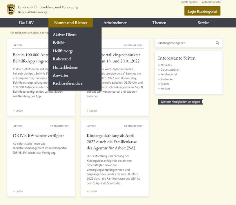 Neue WebsiteStruktur Landesamt für Besoldung und BadenWürttemberg Neue WebsiteStruktur Landesamt für Besoldung und BadenWürttemberg